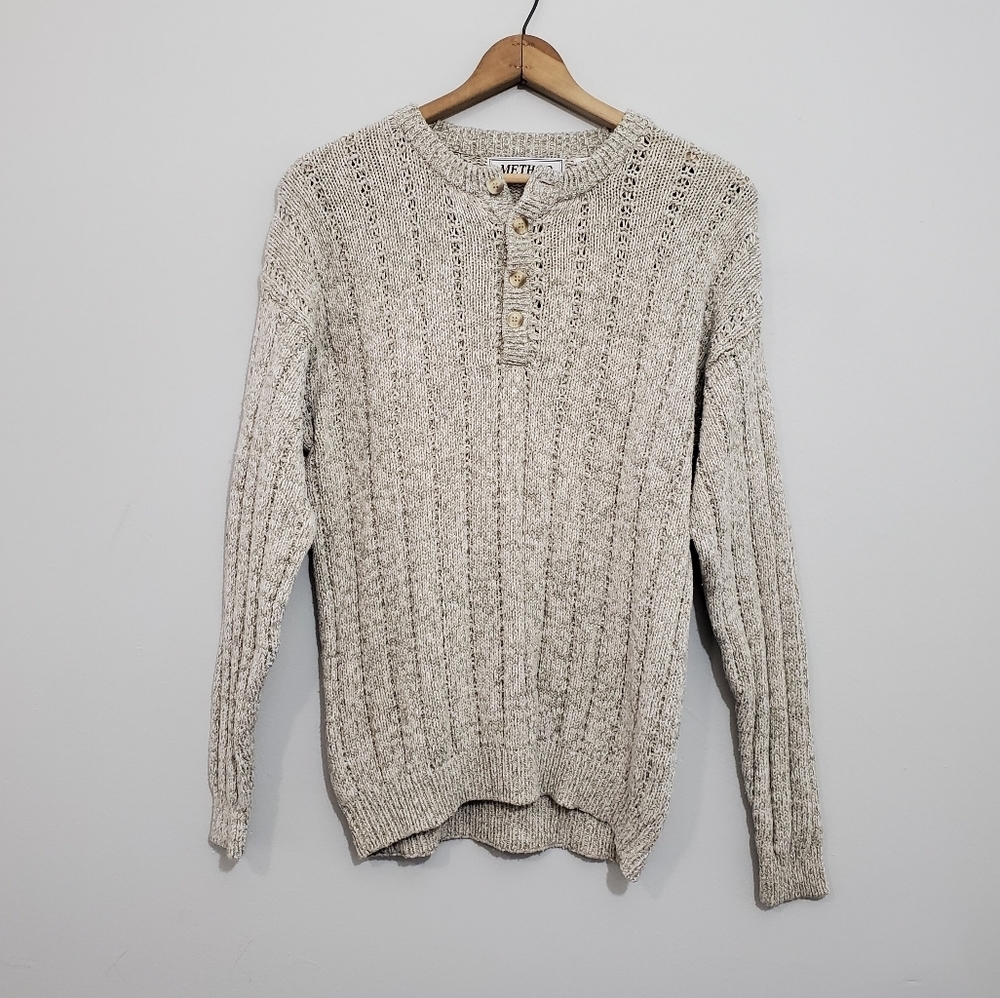 Vintage Method Silk Blend Knit Grandpa Sweater